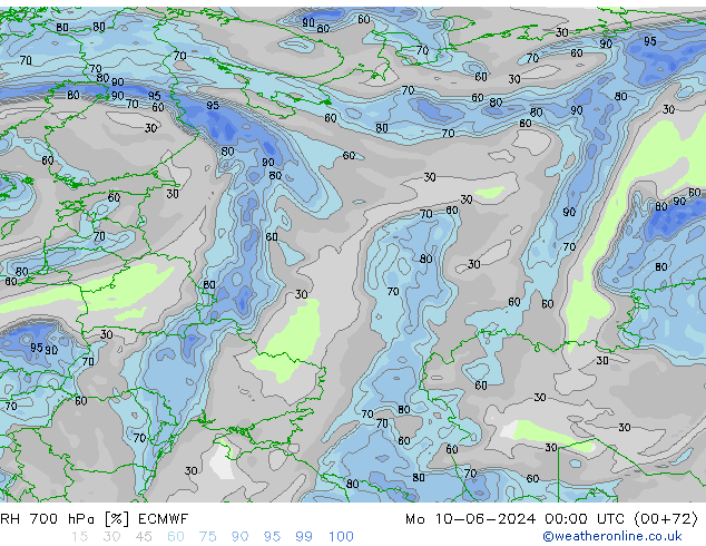 RH 700 hPa ECMWF  10.06.2024 00 UTC