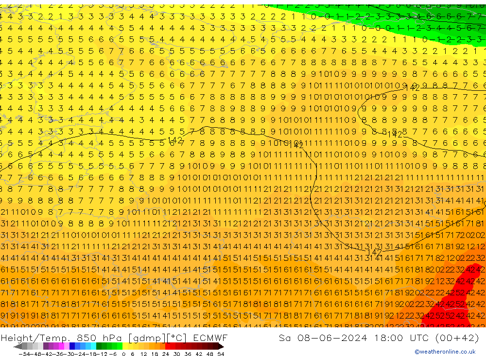 Z500/Regen(+SLP)/Z850 ECMWF za 08.06.2024 18 UTC