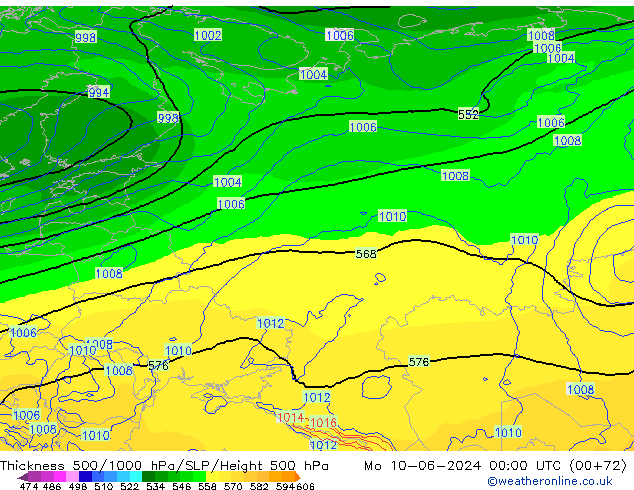 Thck 500-1000hPa ECMWF lun 10.06.2024 00 UTC