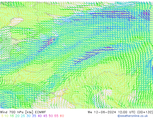 Vento 700 hPa ECMWF Qua 12.06.2024 12 UTC