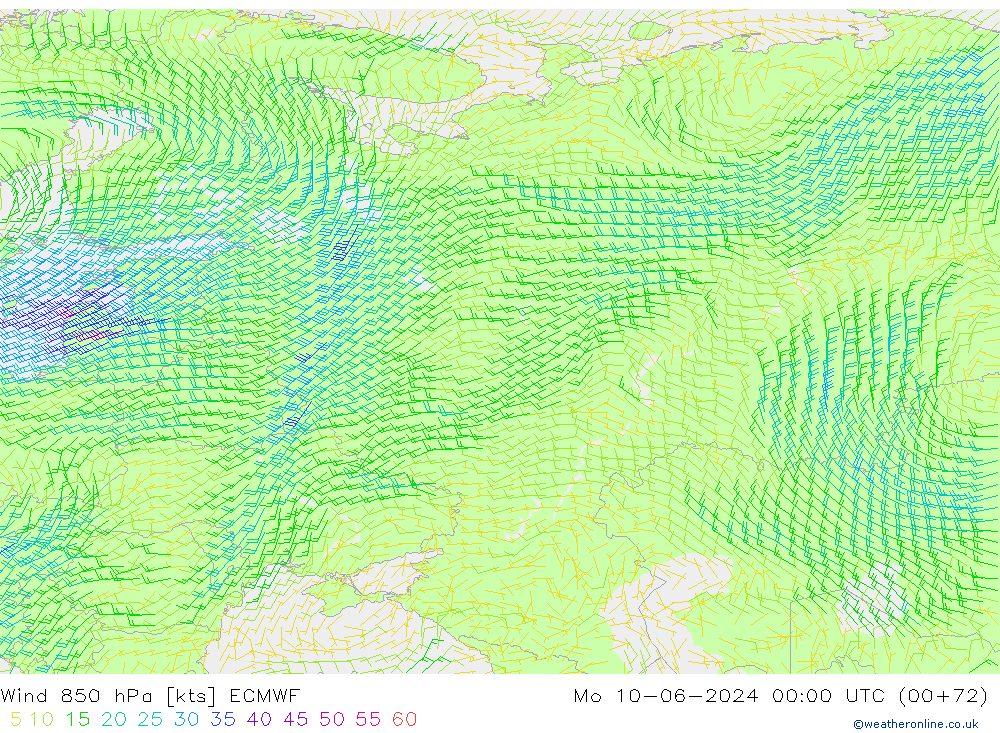 Wind 850 hPa ECMWF ma 10.06.2024 00 UTC