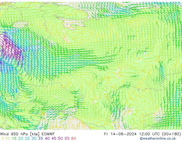 Wind 950 hPa ECMWF Fr 14.06.2024 12 UTC