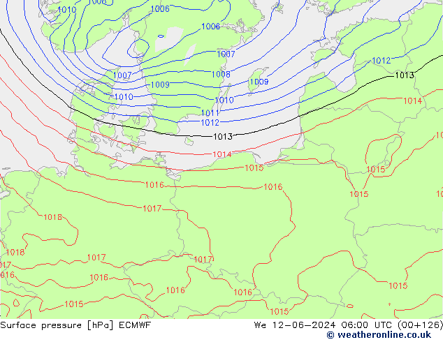 ciśnienie ECMWF śro. 12.06.2024 06 UTC