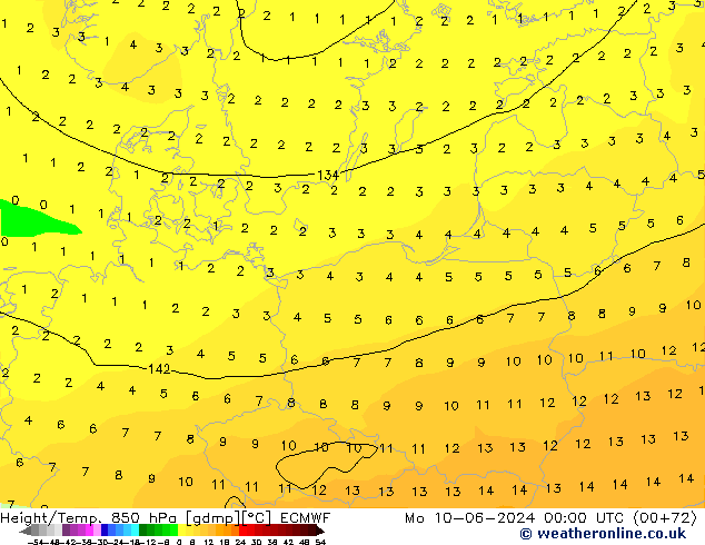 Z500/Rain (+SLP)/Z850 ECMWF lun 10.06.2024 00 UTC