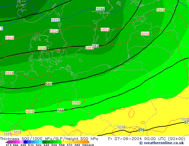 Dikte 500-1000hPa ECMWF vr 07.06.2024 00 UTC