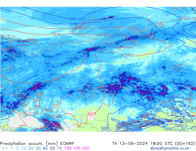 Precipitation accum. ECMWF  13.06.2024 18 UTC