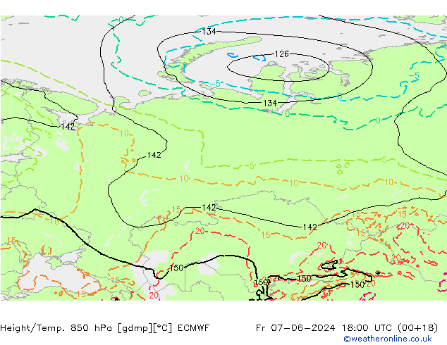 Height/Temp. 850 hPa ECMWF Fr 07.06.2024 18 UTC