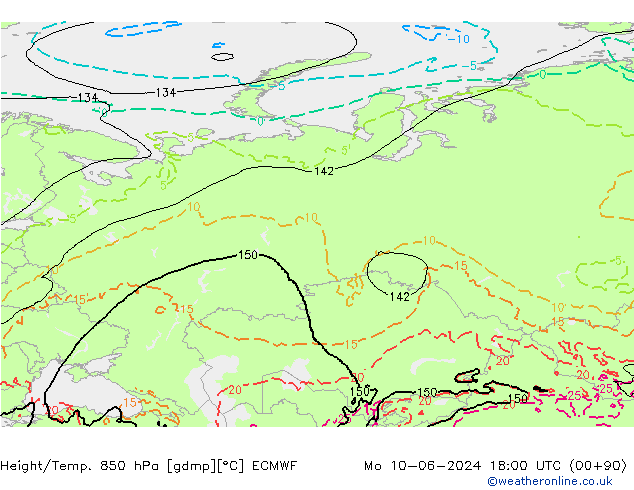 Z500/Rain (+SLP)/Z850 ECMWF Mo 10.06.2024 18 UTC