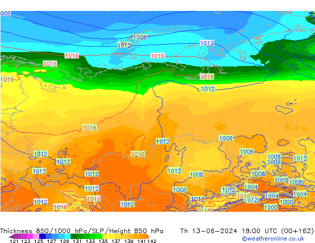 Thck 850-1000 hPa ECMWF  13.06.2024 18 UTC