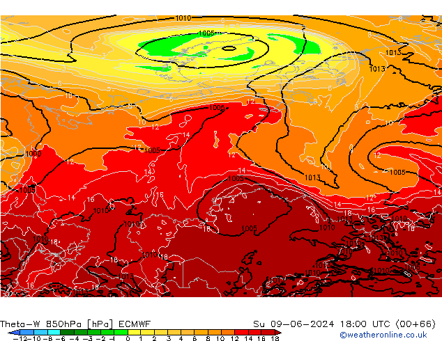 Theta-W 850hPa ECMWF zo 09.06.2024 18 UTC