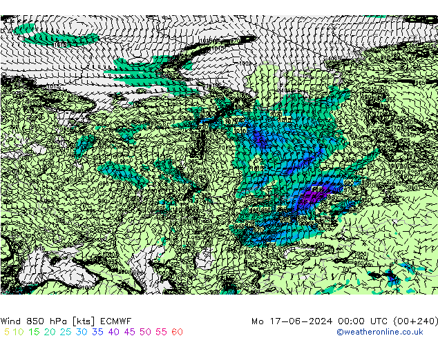 Wind 850 hPa ECMWF Mo 17.06.2024 00 UTC