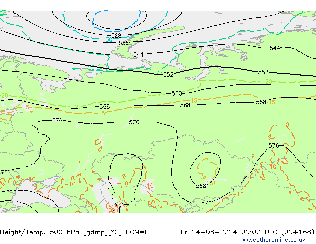 Z500/Rain (+SLP)/Z850 ECMWF Fr 14.06.2024 00 UTC