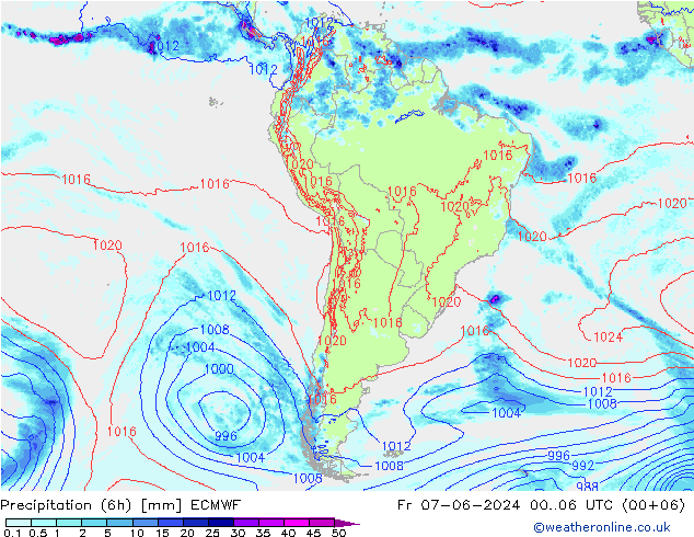 Z500/Regen(+SLP)/Z850 ECMWF vr 07.06.2024 06 UTC