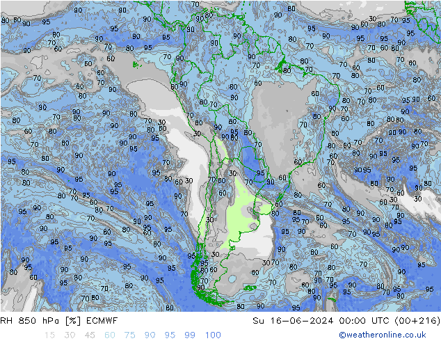 RV 850 hPa ECMWF zo 16.06.2024 00 UTC