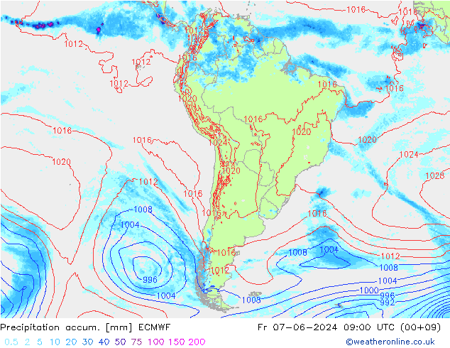 Precipitation accum. ECMWF Sex 07.06.2024 09 UTC