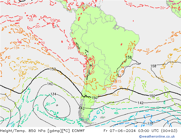 Height/Temp. 850 hPa ECMWF Sex 07.06.2024 03 UTC