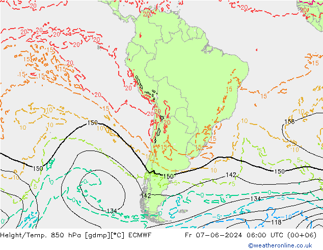 Z500/Regen(+SLP)/Z850 ECMWF vr 07.06.2024 06 UTC