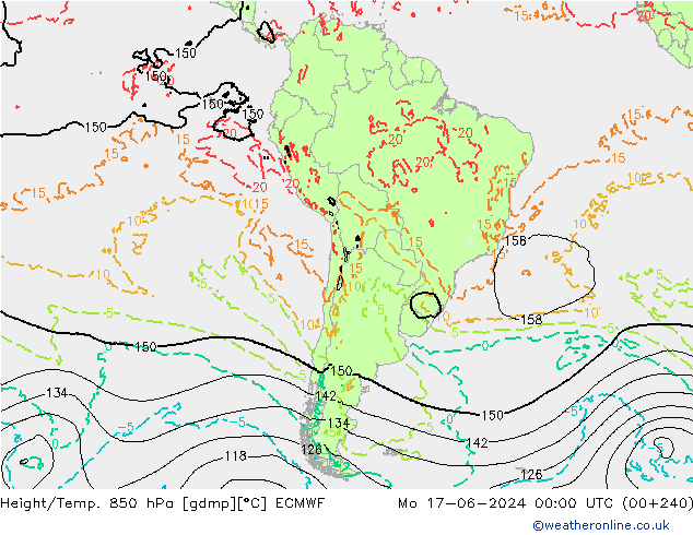 Height/Temp. 850 hPa ECMWF Mo 17.06.2024 00 UTC