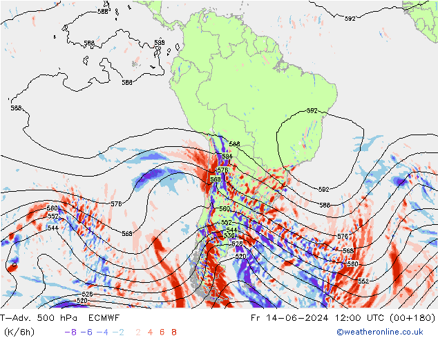 T-Adv. 500 hPa ECMWF  14.06.2024 12 UTC