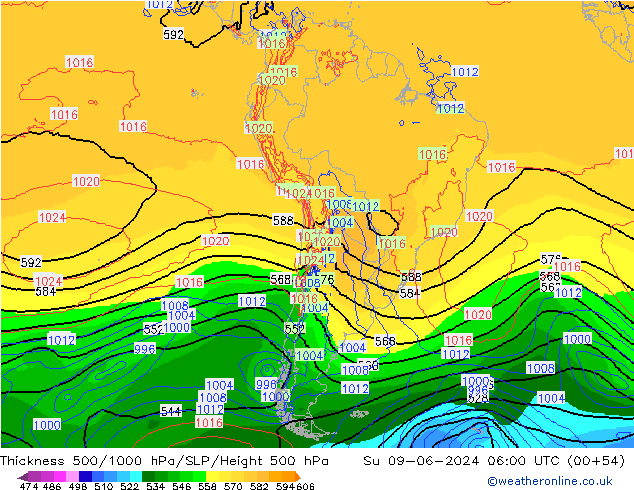 Thck 500-1000hPa ECMWF Dom 09.06.2024 06 UTC