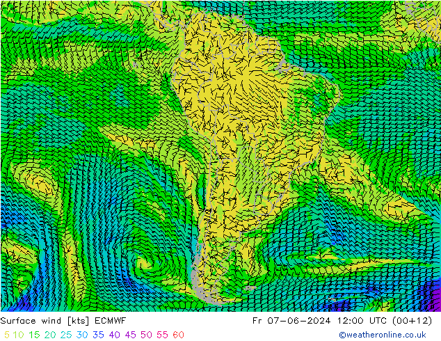 Surface wind ECMWF Fr 07.06.2024 12 UTC