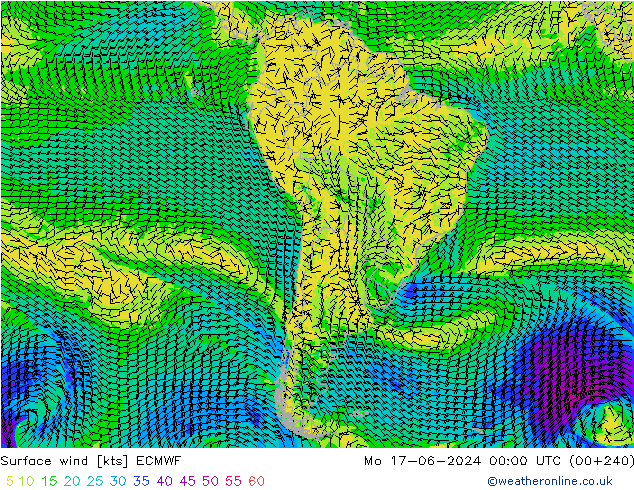 Surface wind ECMWF Mo 17.06.2024 00 UTC