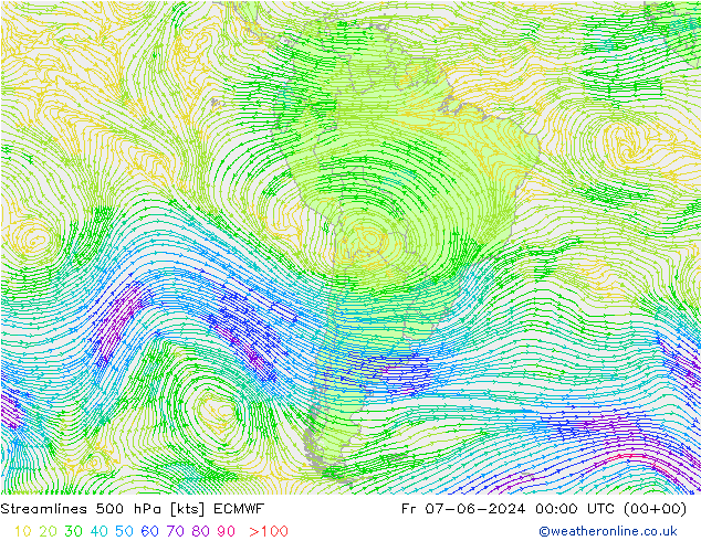 Rüzgar 500 hPa ECMWF Cu 07.06.2024 00 UTC