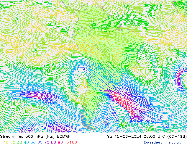 ветер 500 гПа ECMWF сб 15.06.2024 06 UTC