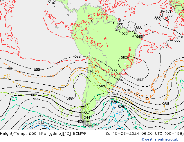 Z500/Rain (+SLP)/Z850 ECMWF sab 15.06.2024 06 UTC