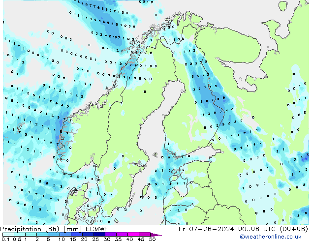 Z500/Rain (+SLP)/Z850 ECMWF Fr 07.06.2024 06 UTC