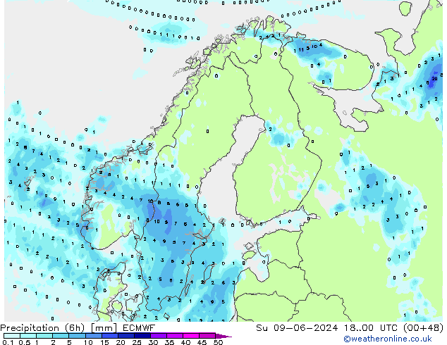 Z500/Rain (+SLP)/Z850 ECMWF Su 09.06.2024 00 UTC