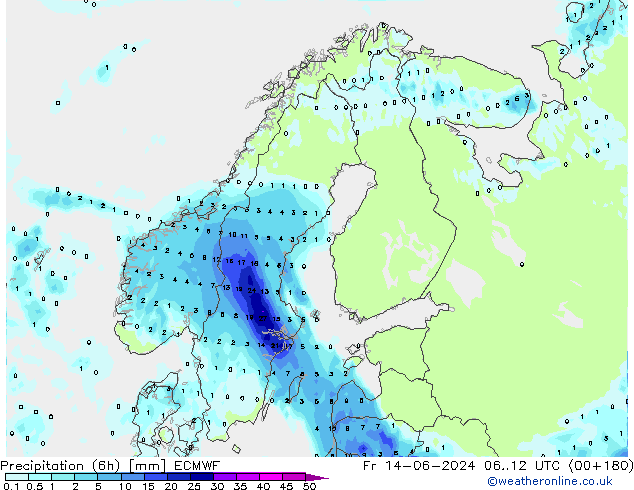 Z500/Rain (+SLP)/Z850 ECMWF Fr 14.06.2024 12 UTC