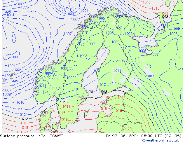 ciśnienie ECMWF pt. 07.06.2024 06 UTC