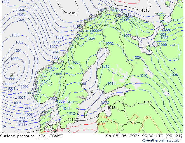 Atmosférický tlak ECMWF So 08.06.2024 00 UTC