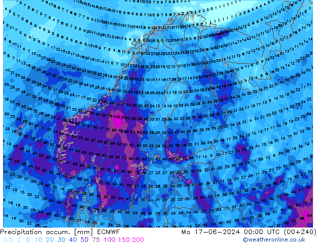 Nied. akkumuliert ECMWF Mo 17.06.2024 00 UTC