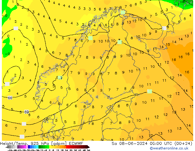 Height/Temp. 925 hPa ECMWF  08.06.2024 00 UTC