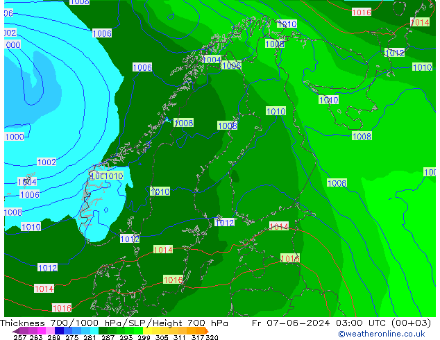 Thck 700-1000 hPa ECMWF Sex 07.06.2024 03 UTC