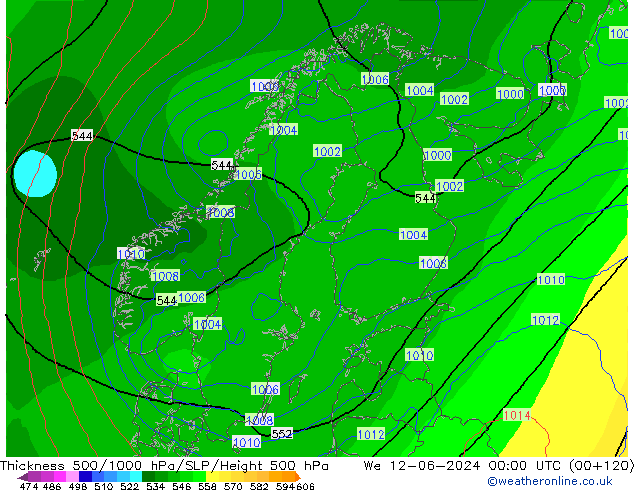 Thck 500-1000hPa ECMWF  12.06.2024 00 UTC