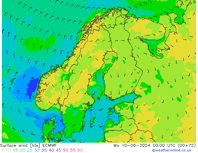 Surface wind ECMWF Mo 10.06.2024 00 UTC