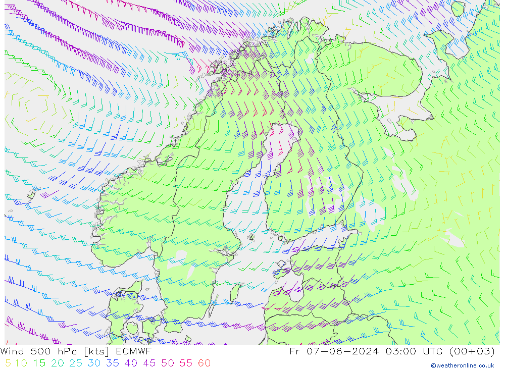 Vento 500 hPa ECMWF Sex 07.06.2024 03 UTC