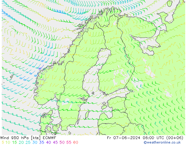 Wind 950 hPa ECMWF Fr 07.06.2024 06 UTC