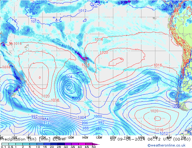 Z500/Rain (+SLP)/Z850 ECMWF nie. 09.06.2024 12 UTC