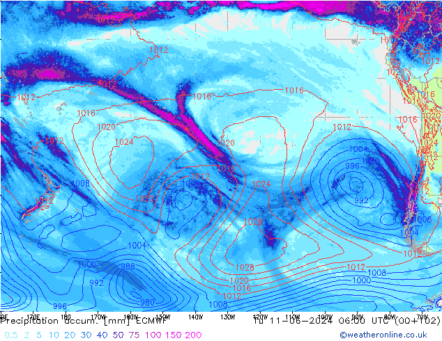 Nied. akkumuliert ECMWF Di 11.06.2024 06 UTC