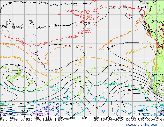 Géop./Temp. 925 hPa ECMWF dim 16.06.2024 00 UTC