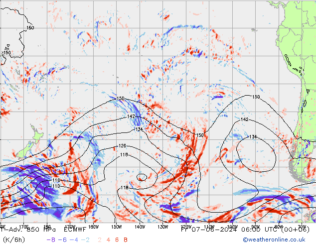 T-Adv. 850 hPa ECMWF Fr 07.06.2024 06 UTC