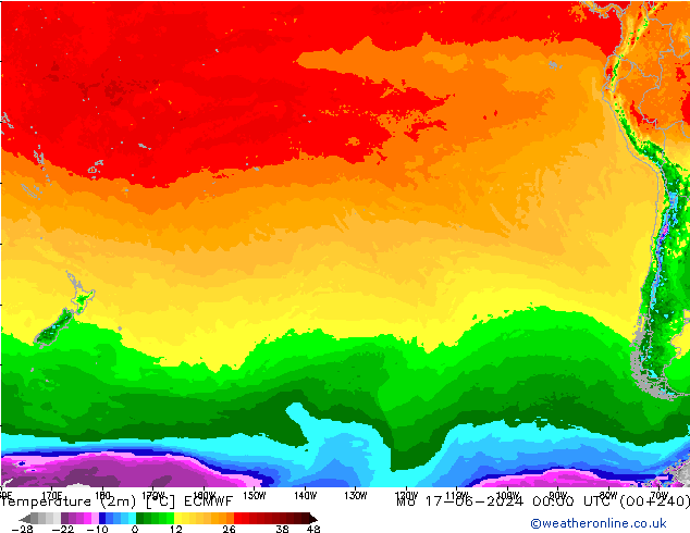 Temperatura (2m) ECMWF lun 17.06.2024 00 UTC