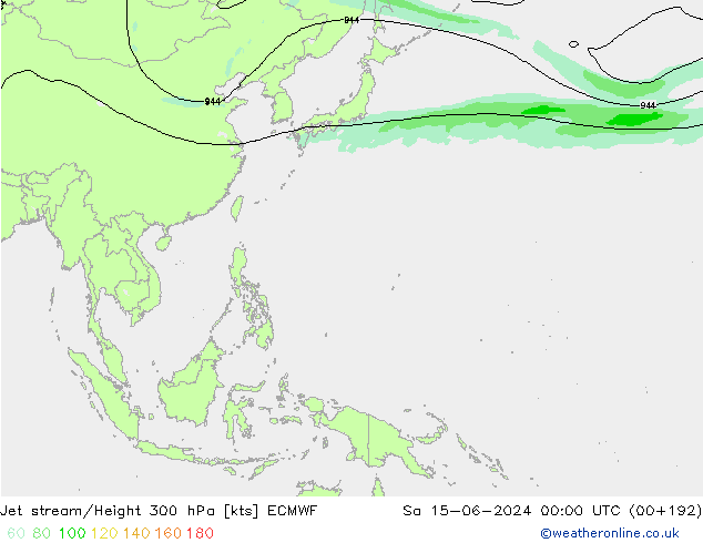 Straalstroom ECMWF za 15.06.2024 00 UTC