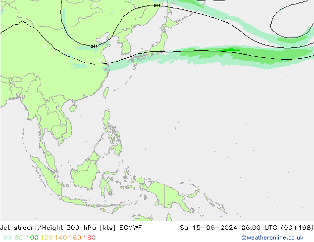 Jet stream/Height 300 hPa ECMWF So 15.06.2024 06 UTC