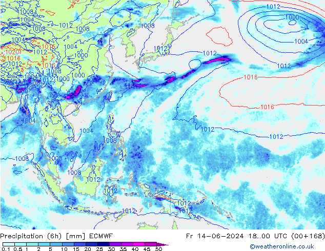 Z500/Rain (+SLP)/Z850 ECMWF Fr 14.06.2024 00 UTC