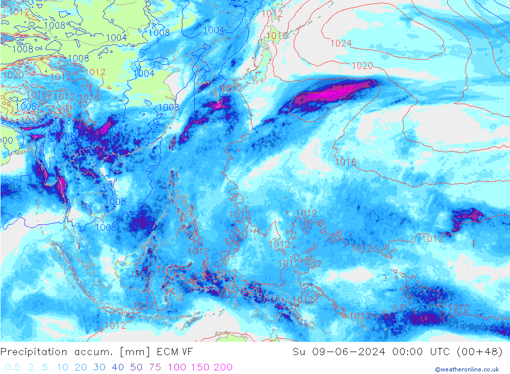 Precipitation accum. ECMWF Ne 09.06.2024 00 UTC